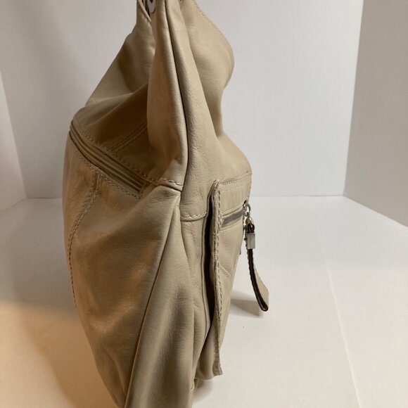 Womens Tignanello‎ Leather Hobo Tote Bag 14 x 14 x 2" 10" Handle Tan - Picture 5 of 13